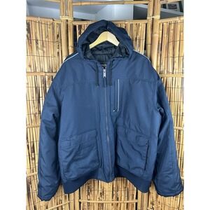 WALLS Workwear Jacket Blue Canvas Hooded‎ Quilted Lined 2XL